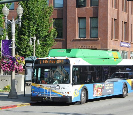 Tacoma’s Zoning Changes Mapped: Frequency Is Freedom A Route 1 bus stops next to the University of Washington Tacoma campus.