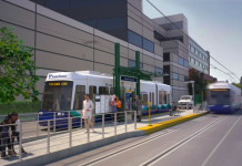 Explore Tacoma Link’s Hilltop Expansion with The Urbanist A rendering of an at grade light rail station with people waiting