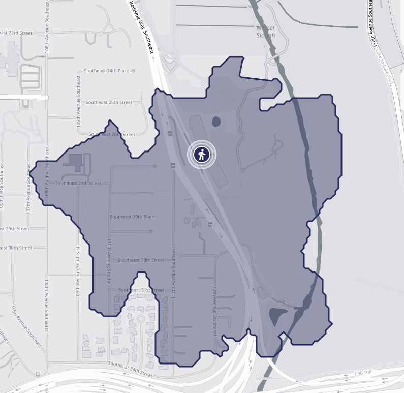 10 minute walkshed of South Bellevue Station