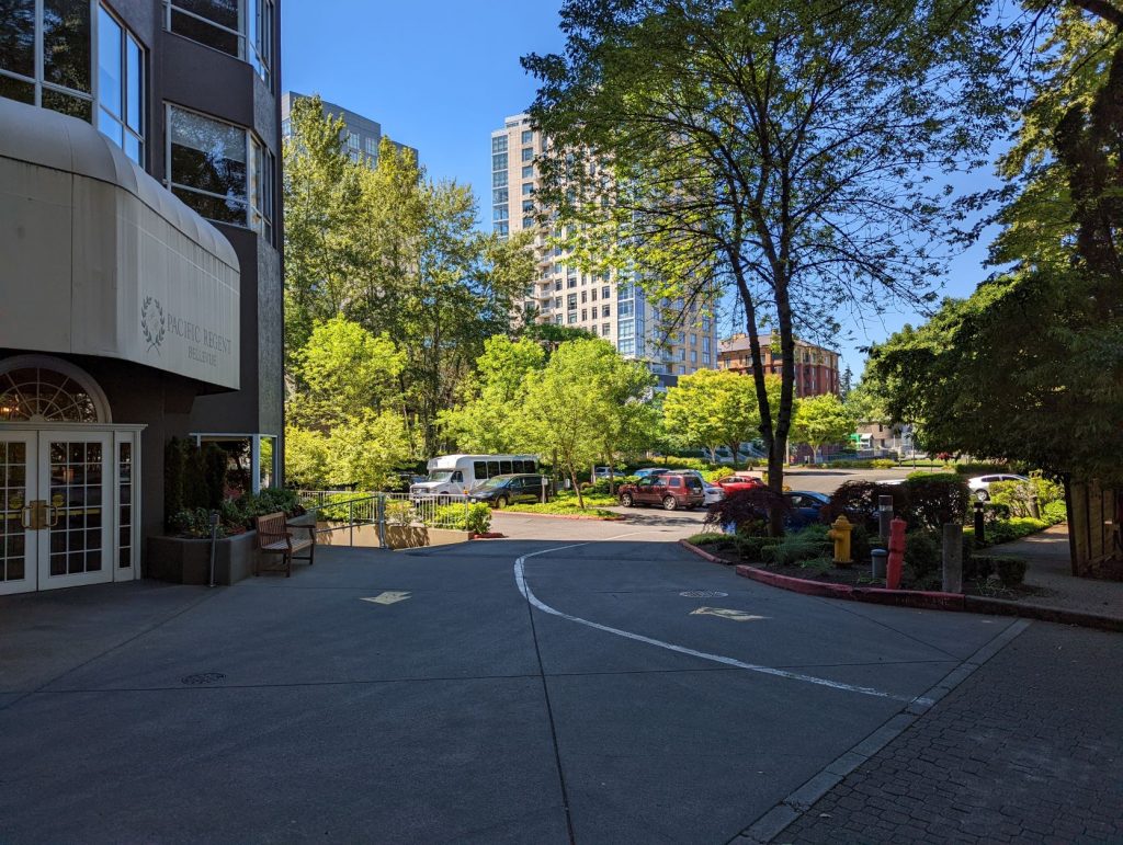 The parking lot of the Pacific Regent