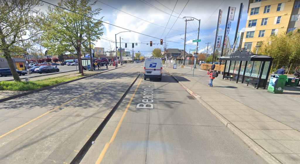 Google Maps street view of the bus stops immediately adjacent to Beacon Hill Station