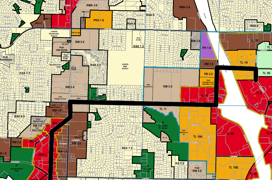 The zoning between Juanita and Totem Lake.