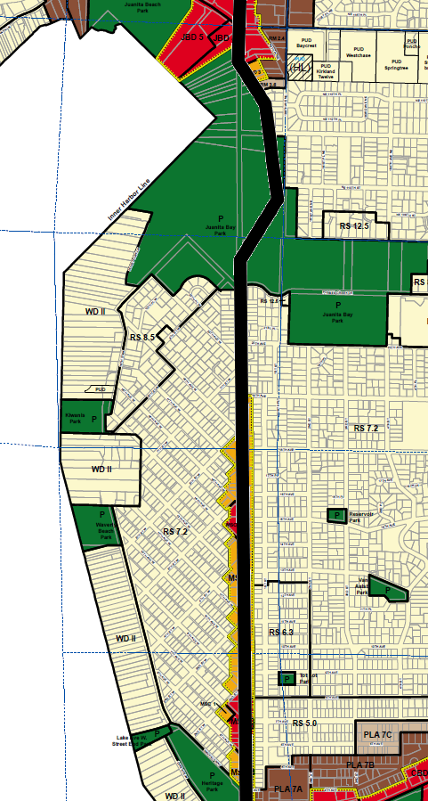 The zoning between Juanita and Downtown Kirkland.