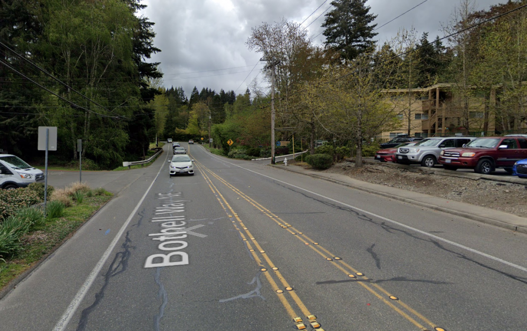 A photograph from Bothell Way with the current conditions shown