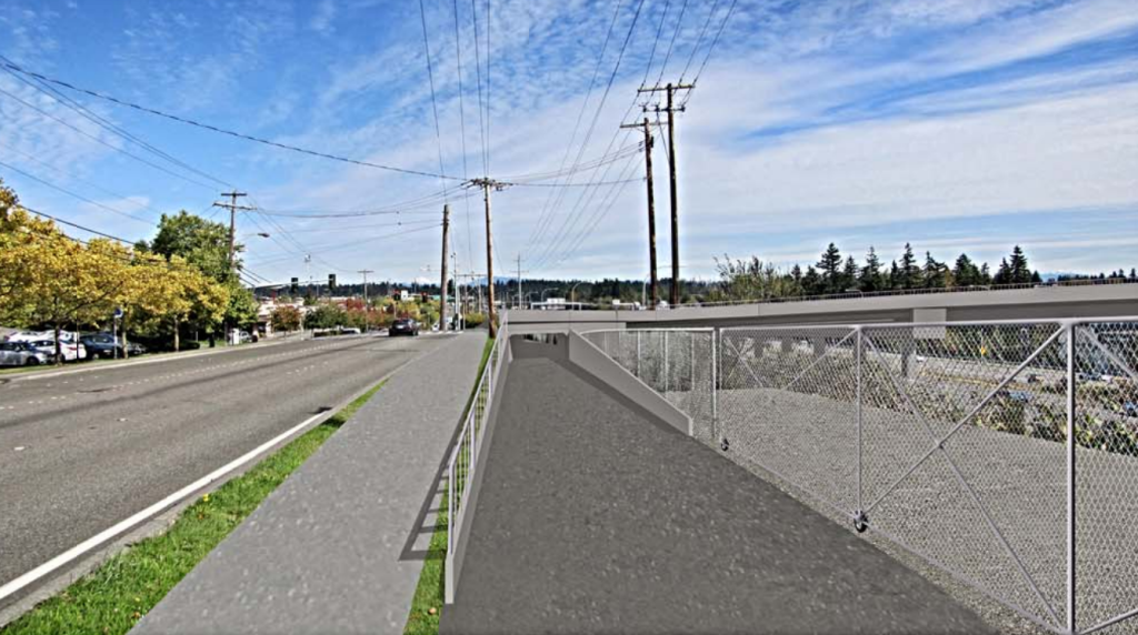 A rendering of a tunnel for a multiuse trail under a bridge