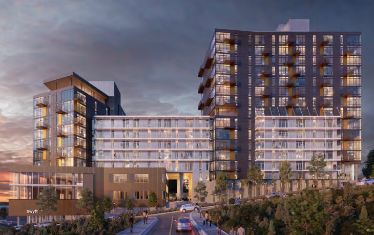 A rendering of Swyft Apartments