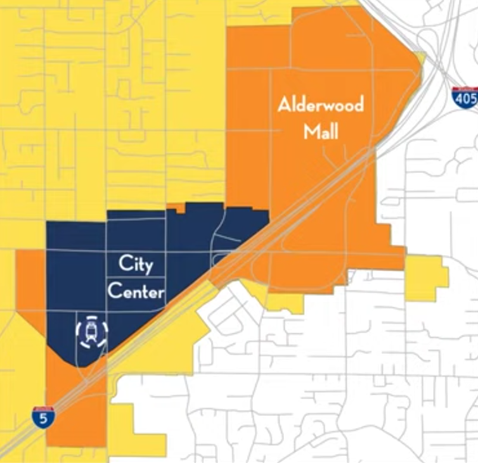 Map of the City Center neighborhood in Lynnwood