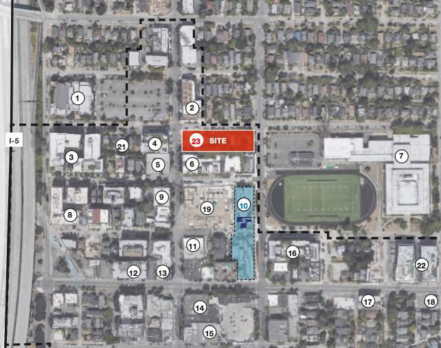 A site map showing the location of the proposed Roosevelt Assembly. 