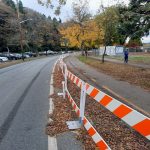 New barriers for Green Lake Way W with leaves 20221029