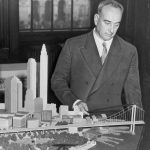 Robert Moses with Battery Bridge