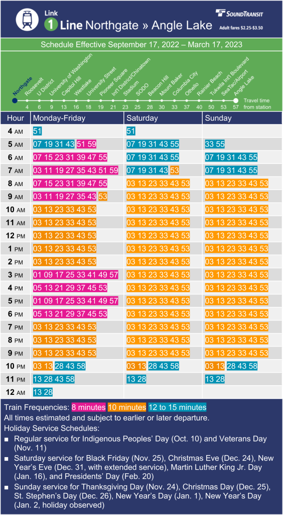 New Look Schedules Would Improve Link and Metro Rider Experience The
