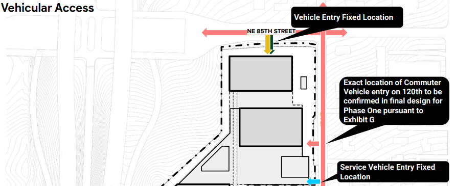 Vehicle access to the planned campus