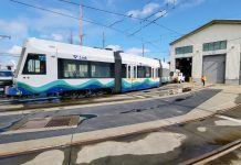 Tacoma’s Hilltop Streetcar Extension Delayed Again, Sound Transit Cites Construction Defects A streetcar vehicle rolls into a maintenance barn in Tacoma's facility.