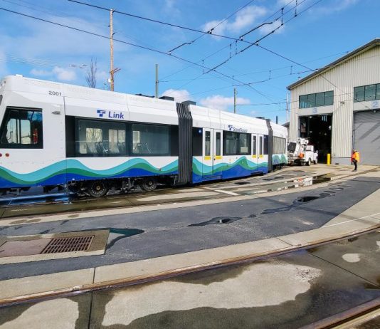 Tacoma’s Hilltop Streetcar Extension Delayed Again, Sound Transit Cites Construction Defects A streetcar vehicle rolls into a maintenance barn in Tacoma's facility.