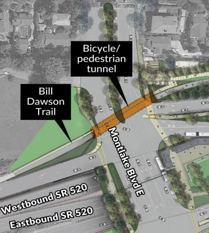 Visualization showing where the bike and pedestrian tunnel will go