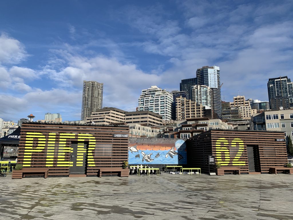 A pier  with a sign reading Pier 62