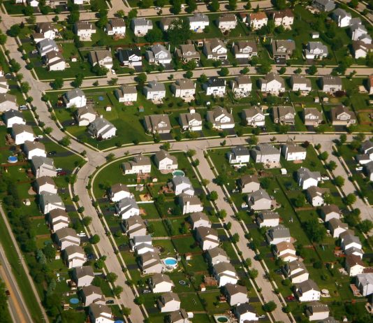 Zoning Reform Alone Does Not Change Most Anti-Density Laws An aerial shot of cookie cutter houses in a subdivision.
