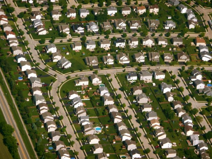 2912708983_5b597d4261_b An aerial shot of cookie cutter houses in a subdivision.