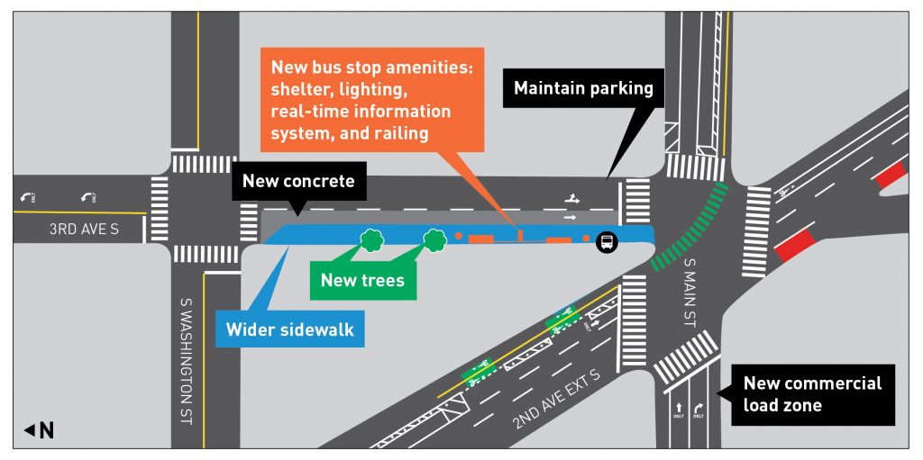 A diagram showing the planned street configuration after the project is implemented