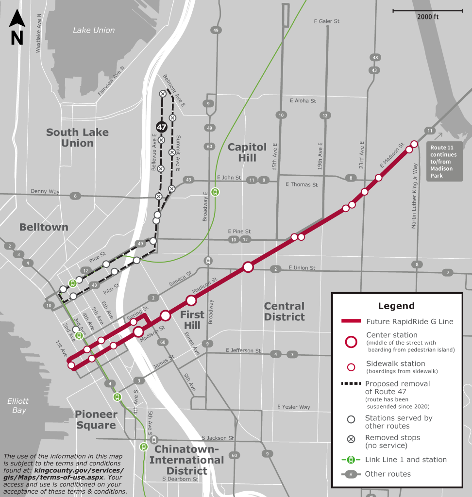 Map showing where Route 47 used to run.