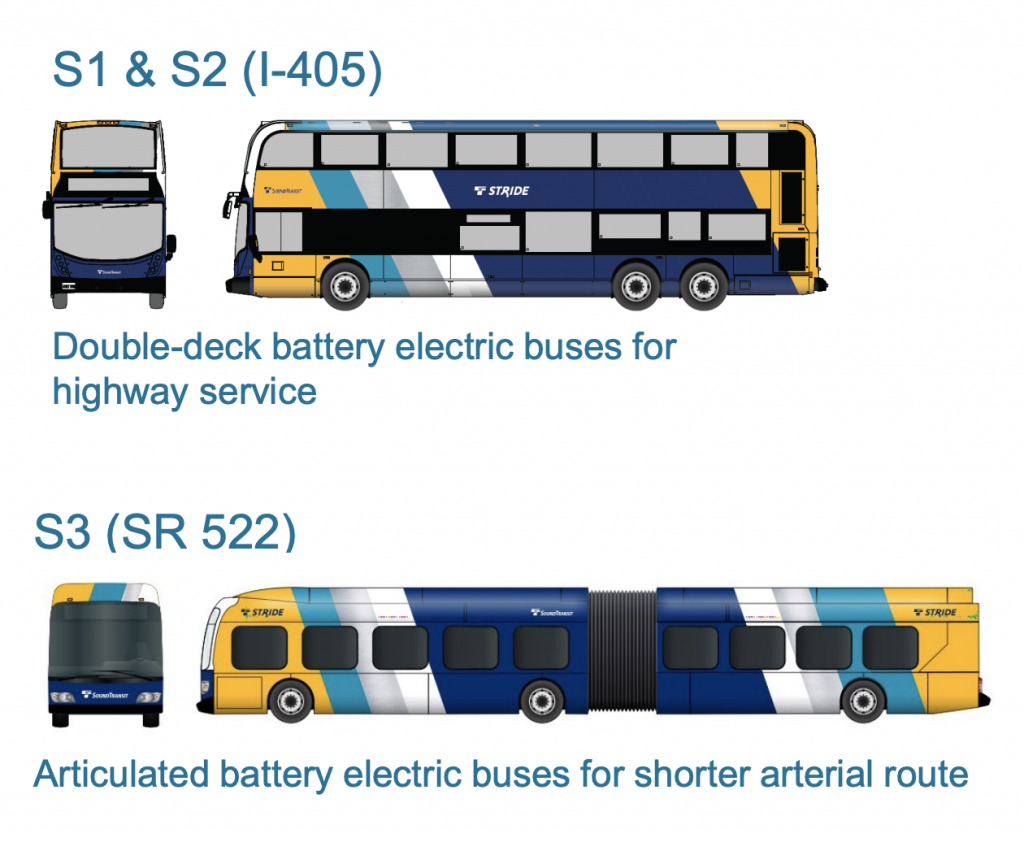 Stride rapid transit will feature new all-electric double-decker and articulated battery electric buses. 