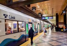 Transit Advocates Push to Save South Lake Union Light Rail Station Passengers board and disembark at Westlake Station's northbound platform.