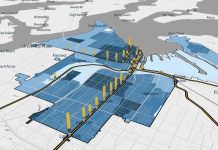 New Tool Visualizes Housing Near Transit in Puget Sound Cities An aerial view of Tacoma showing population density and potential new housing that could be created by transit stations.