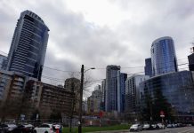 Harrell Changes Course Again Backs ‘Shifted North’ Denny Station Looking towards the stations site clustered near the Denny and Westlake intersection with shiny highrises on all sides.