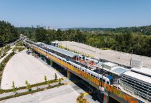 Sound Transit Approves East Link Starter Line and $122 Million to Study Ballard Link Late Additions The elevated South Bellevue Station with the Bellevue skyline in the distance.