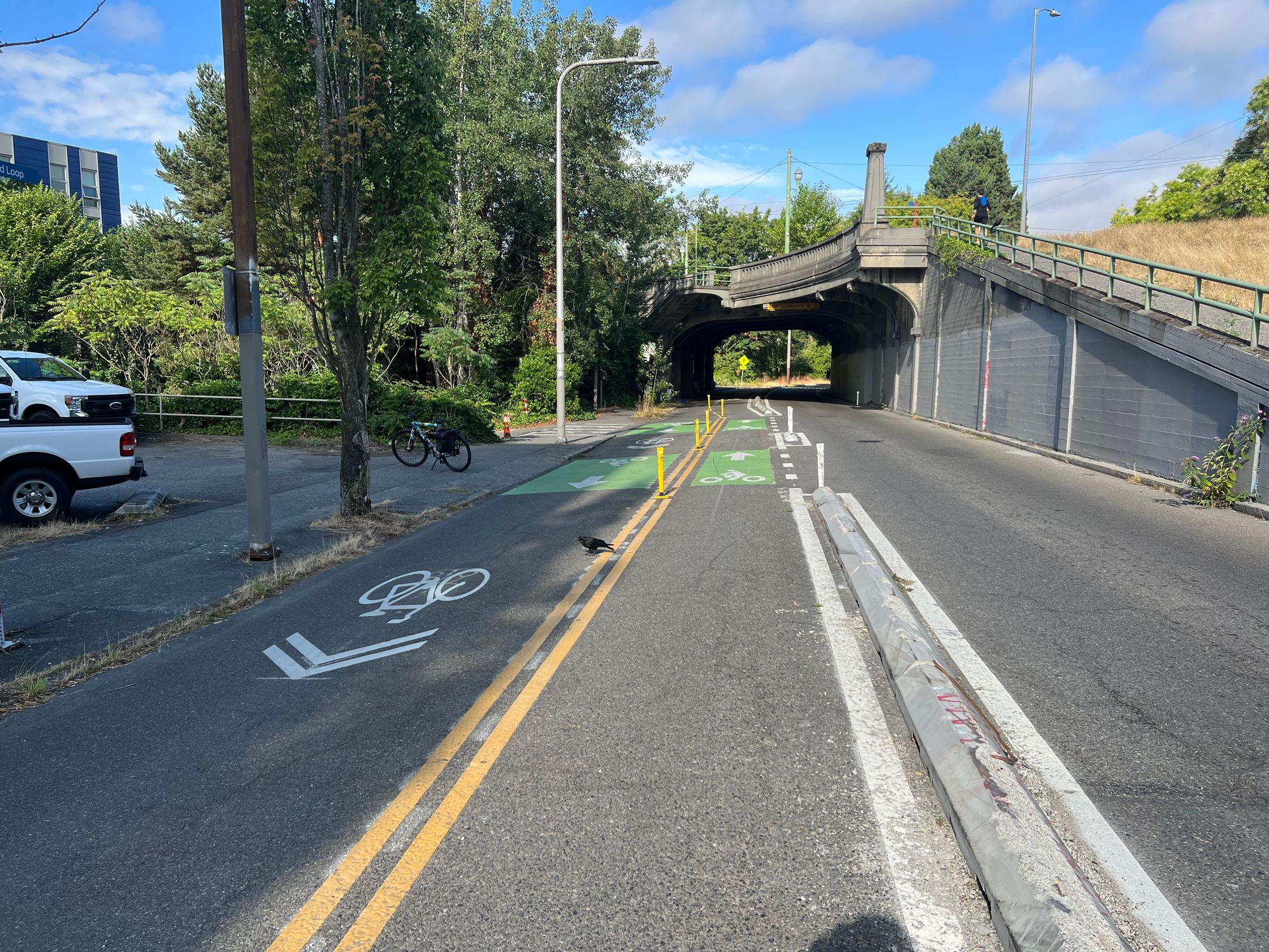 A protected bike lane at NE 40th St