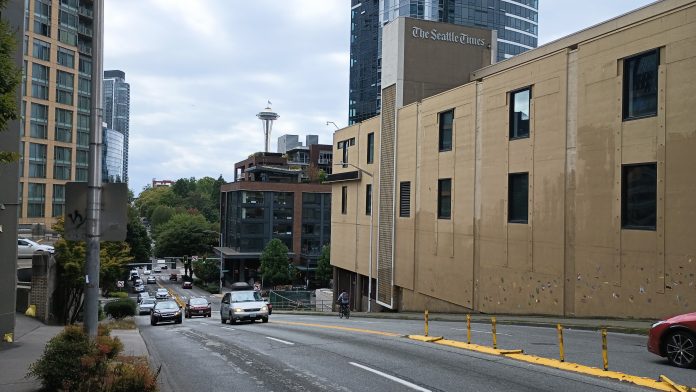 Looking down Denny Way.