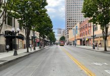 Seattle Council Approves Batch of Harrell’s Downtown Activation Plan Rezones Tree-lined street view of 3rd Ave downtown Seattle.