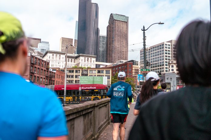 A Columbia Center led downtown skyline looms in the background