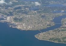 Bremerton’s Enlightened ‘JCTP’ Plan Seeks to Break Free of Car Dependence An aerial photograph shows the port city of Bremerton from a height of nearly 10,000 feet.