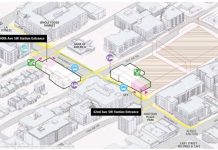 Sound Transit Shares Station Area Concepts for West Seattle Link An architectural rendering shows Alaska Junction Station with pedestrian improvements on corridors like Alaska Street indicated. Landmarks like Easy Street Records are also shown.
