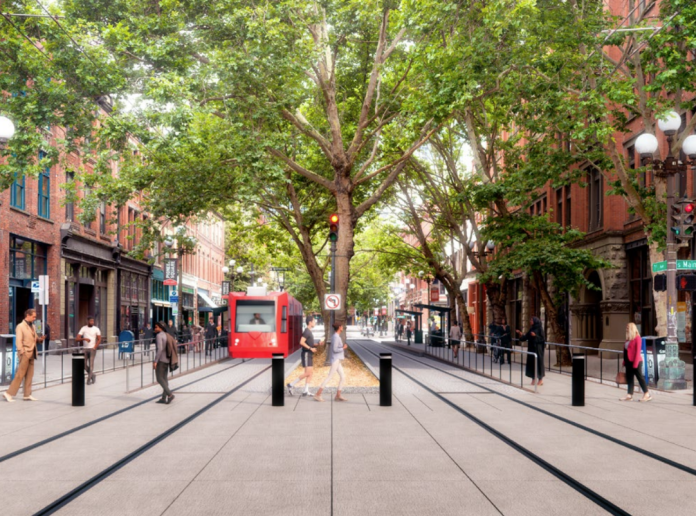 Rendering of the Center City Streetcar
