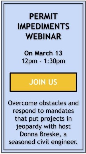 Permitting impediments webinar on March 13. Click to register.
