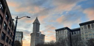 Smith Tower at sunset