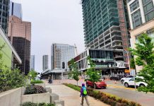 An Urbanist Guide of Things to Do in Downtown Bellevue The Bellevue transit center is ringed by towers and a construction project adding another.