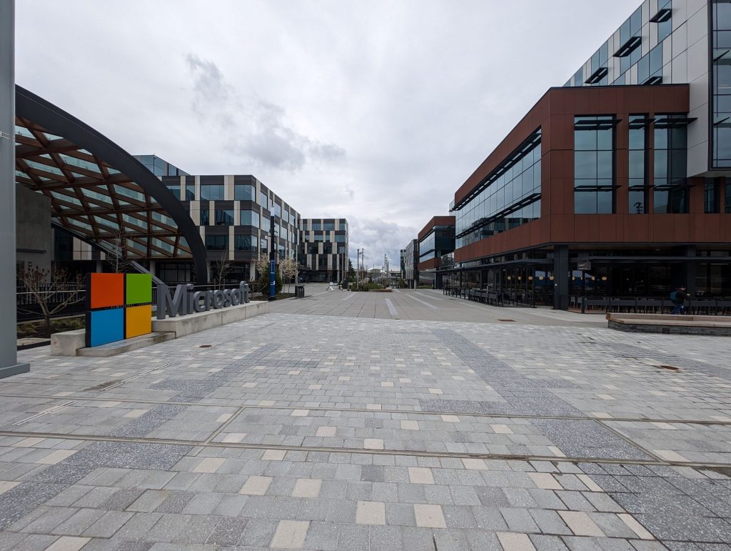 This photo of the Microsoft campus shows the lower density development that has been built relative to other transit-oriented development.