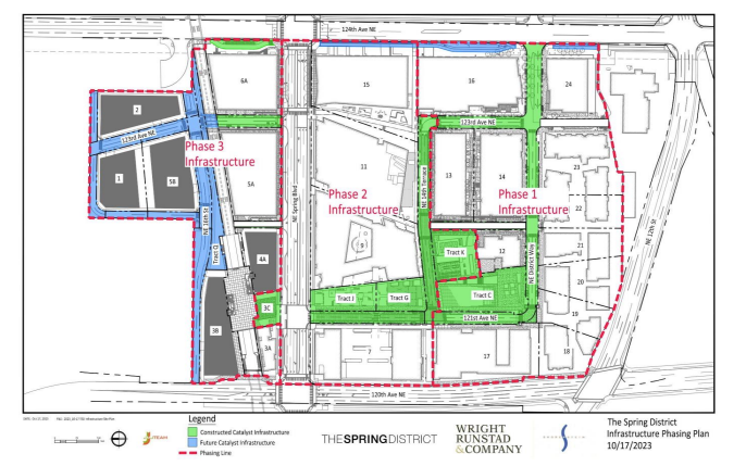 The infrastructure phasing plan showing a different site plan than the 2017 plan