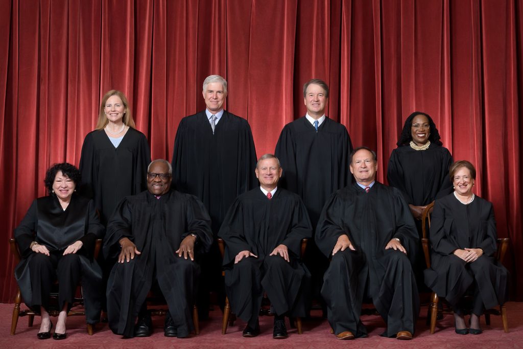 Formal group photograph of the Supreme Court as it was been comprised on June 30, 2022