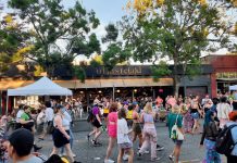 Join Us Wednesday at Ride Transit Month Social at Olmstead The LGBTQ parade takes over Broadway in front of the Olmstead bar patio.