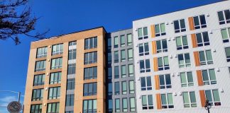 A new six-story apartment building in Downtown Spokane.