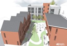 Seattle Chamber Behind Council Plan to Torpedo Social Housing Initiative The image shows a brick townhome row and brick co-living building next to the larger building with family-sized apartments.