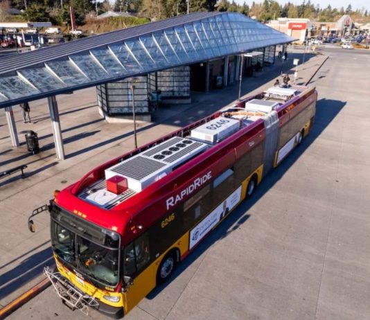 King County Extends Metro Public Restroom Pilot, Considers Longer-Term Plan A photo of a RapidRide H bus at Burien Transit Center