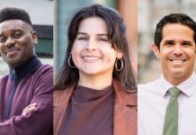 Election Update: Urbanists Mello, Rinck, Scott, and Bateman Coast to Victory Shaun Scott is young black man posed with crossed arms and wears a purple sweater. Alexis Mercedes Rinks is a Latina woman wearing hoop earrings. Ryan Mello is a white man in a shirt and tie.