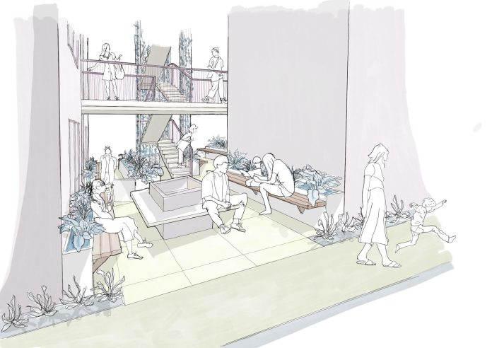 VIEW 1 atrium Northgate social housing by Anna Brodersen