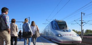 WSDOT Wins $50 Million Grant for Cascadia High-Speed Rail Planning A group of a half dozen passengers walk to board a train