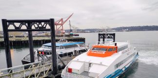 Lawmaker Seeks to Jumpstart New Passenger Ferry Routes Across Puget Sound A King County water taxi and a Kitsap Fast Ferry at Pier 50